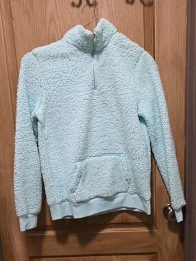No Boundaries Mint Sherpa Half-Zip Pullover